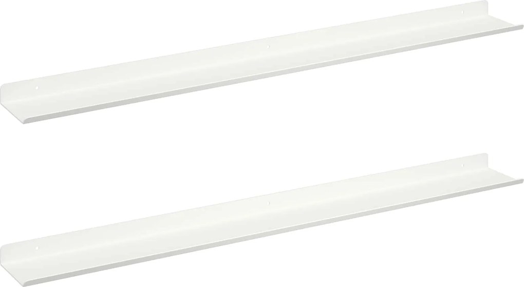 vidaXL Raft suspendat Pe perete 2 pcs Alb 80 x 9 x 2,5 cm Oțel