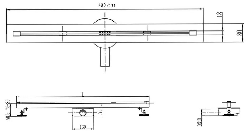 Scurgere de duș subțire 80
