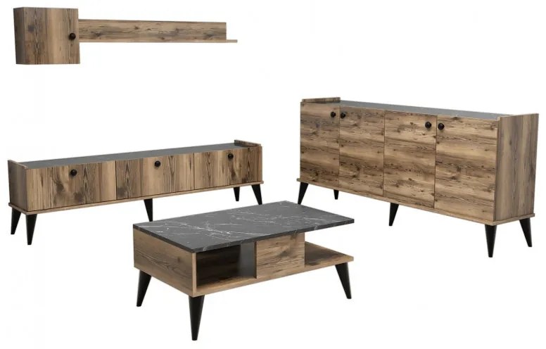 Set Complet Living Lidya 2 Walnut-Marble