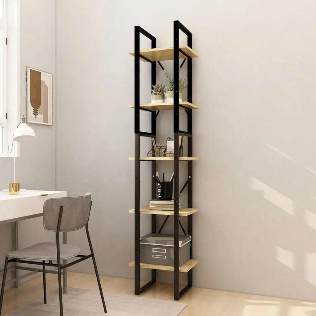 Biblioteca cu 5 rafturi, 40x30x175 cm, lemn de pin