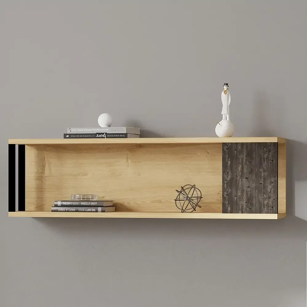 Raft de perete Riva culoare stejar si antracit 100 cm