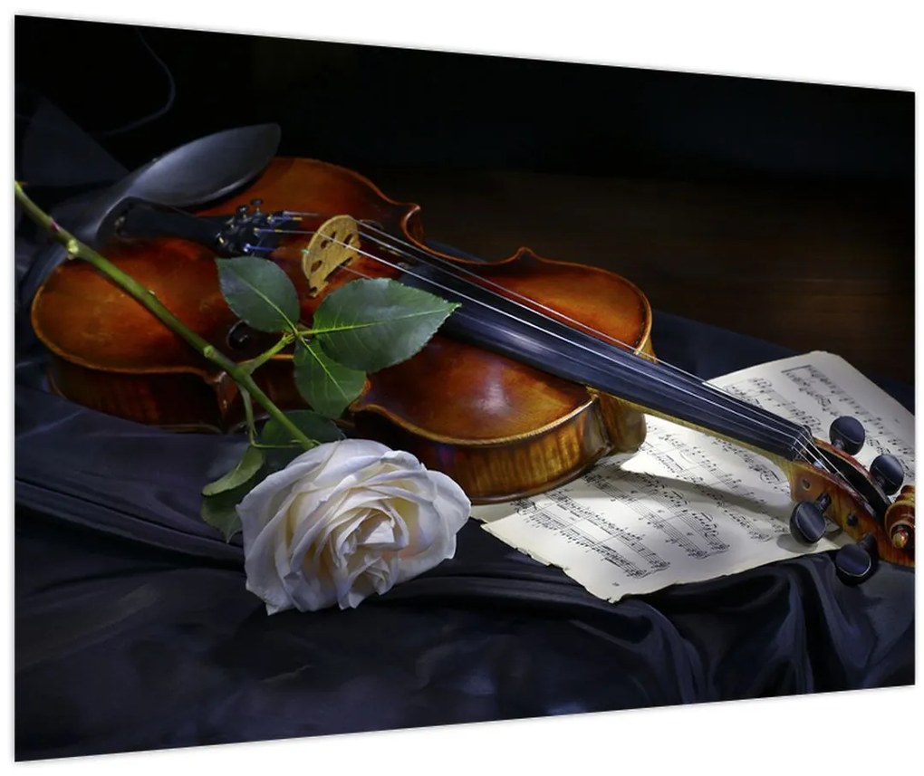 Tablou - Trandafiri și vioară (90x60 cm)