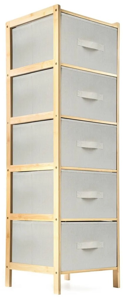 Raftier din bambus cu coșuri G21, 5 etajere, bej, 5 etaje