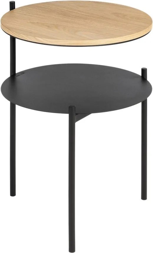 Noptieră neagră/în culoare naturală cu blat cu aspect de lemn de stejar Tu – noo.ma