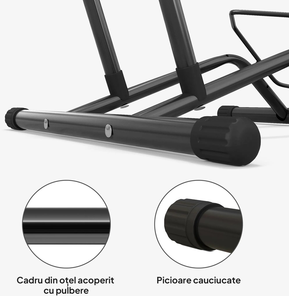 SPORTNOW Cavalet pentru Biciclete pentru Anvelope, Suport de Bicicletă de Podea din Oțel, 59x41x38 cm, Negru | Aosom Romania