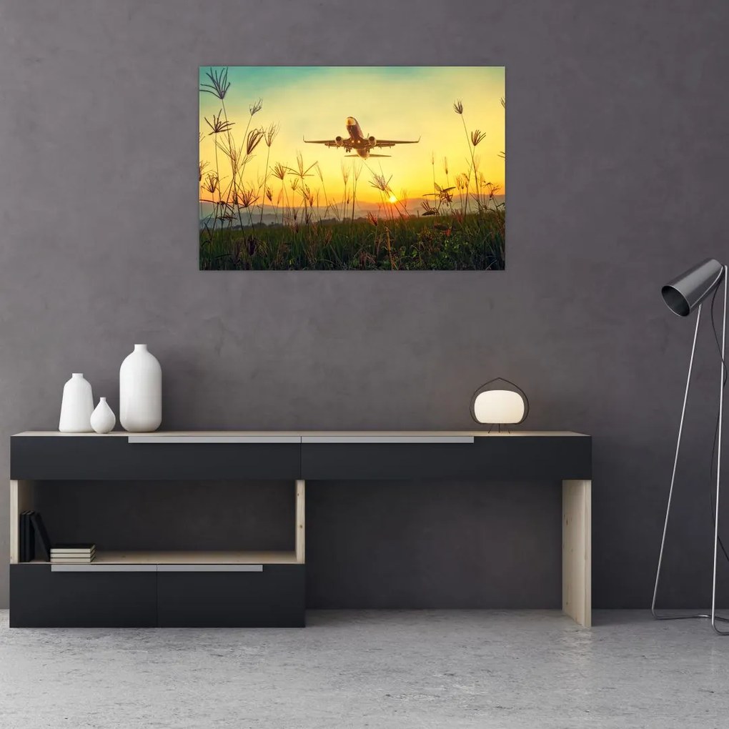 Tablou cu avion zburând (90x60 cm)