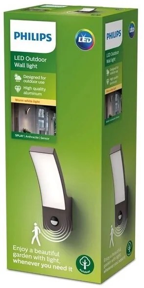 Philips LED lampă de perete exterior cu senzor SPLAY LED/12W/230V 2700K IP44