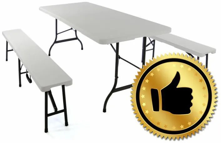 Masa de gradina rabatabila Garth 180 cm + 2 banci