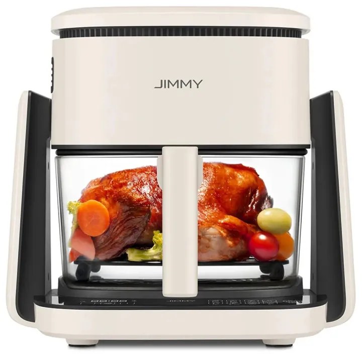 Friteuza multifunctional cu aer cald 2in1 JIMMY AF3, Placa fierbinte, 4 l, Afisaj tactil HD, 8 programe, Circulatie 360°, Alb