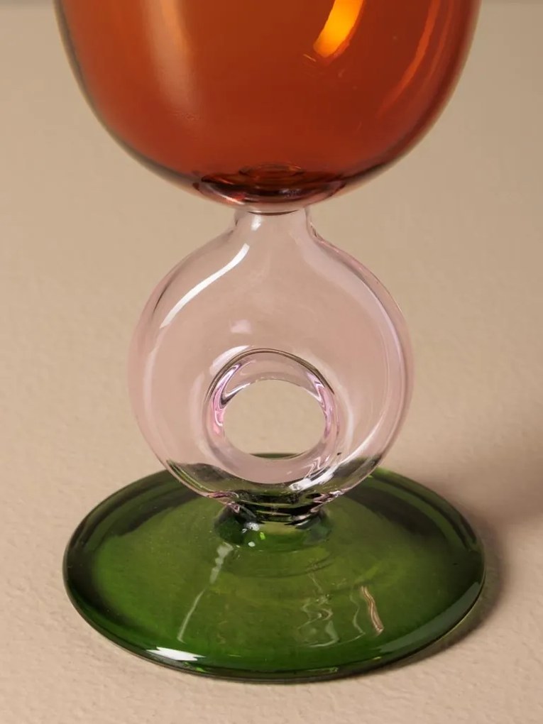 Pahar de vin, portocaliu, cu picior, din sticla borosilicata, Loop