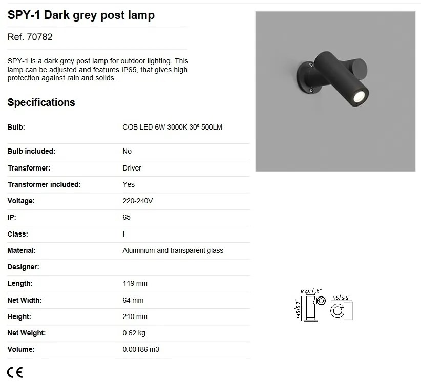 Mini stalp LED cu proiector directionabil IP65 SPY-1