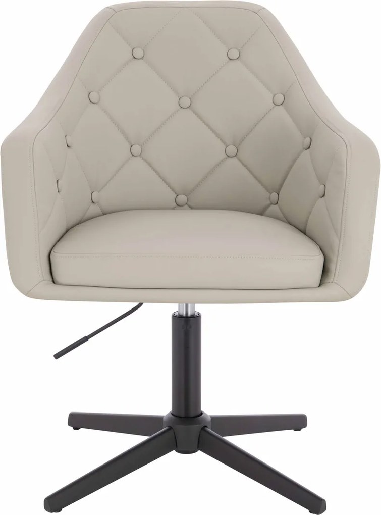 HR831CROSS Scaun Ecru Piele Ecologica Premium Soft cu Bază Neagră