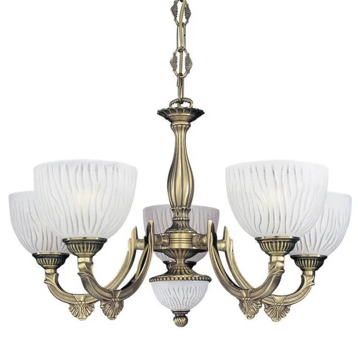 Candelabru cu 5 brate design clasic din alama si sticla 5600