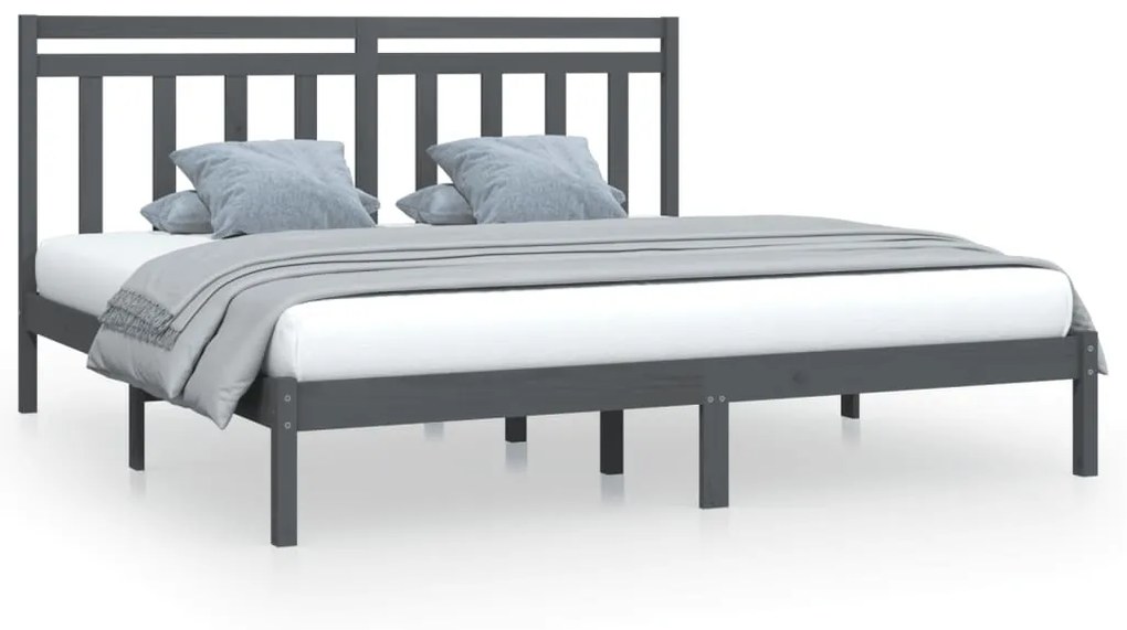 3105272 vidaXL Cadru de pat, gri, 200x200 cm, lemn masiv