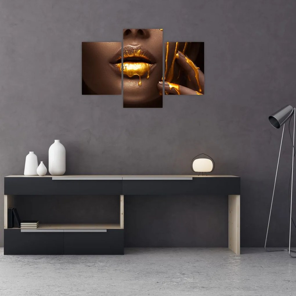 Tablou - Femeie cu buze aurii (90x60 cm)
