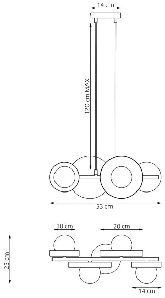 Candelabru suspendat pe cablu MODEL 4xG9/8W/230V, negru