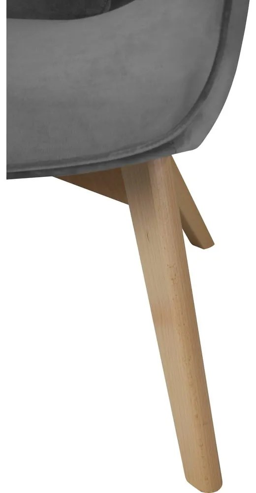 Fotoliu cu taburet gri cu tapițerie din catifea Niko – Ropez