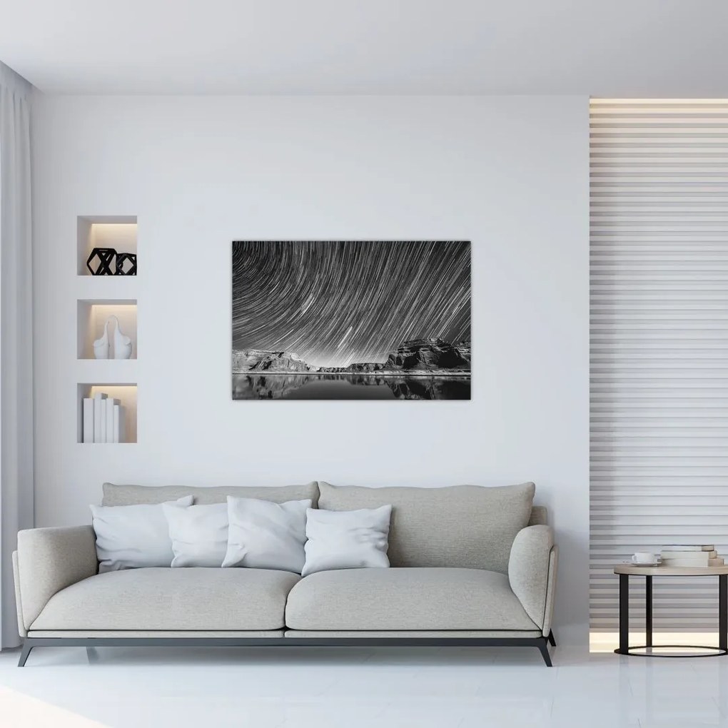 Tablou albnegru cu cerul și stele (90x60 cm)