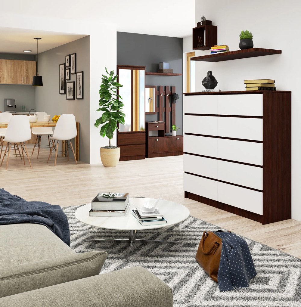 Comodă Kapil III (wenge + alb). 1069149
