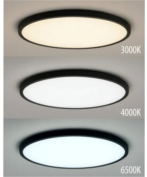 Plafonieră LED, 40 W, 230 V, 3000/4000/6500 K, Ø 50 cm, neagră