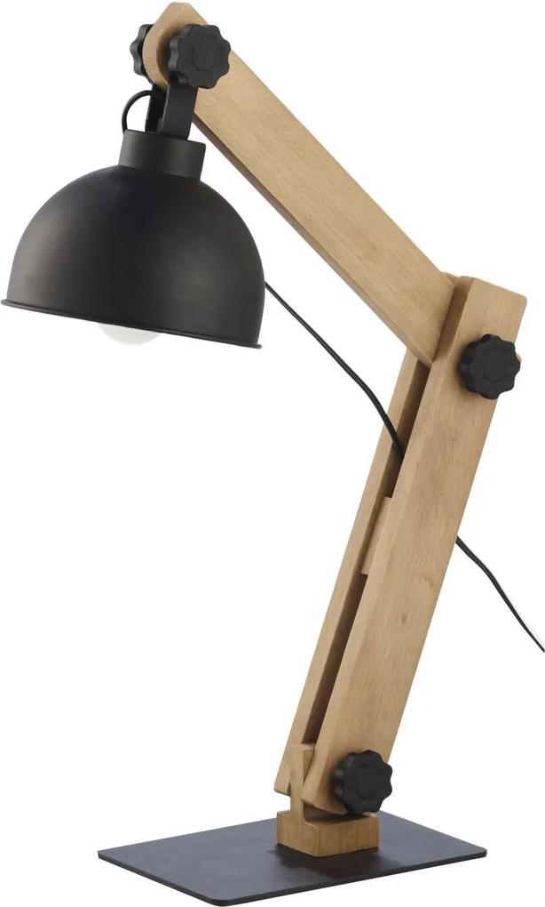 Lampă de birou Samantha, 52x40x16 cm, cherestea/ metal/ lemn, negru pin