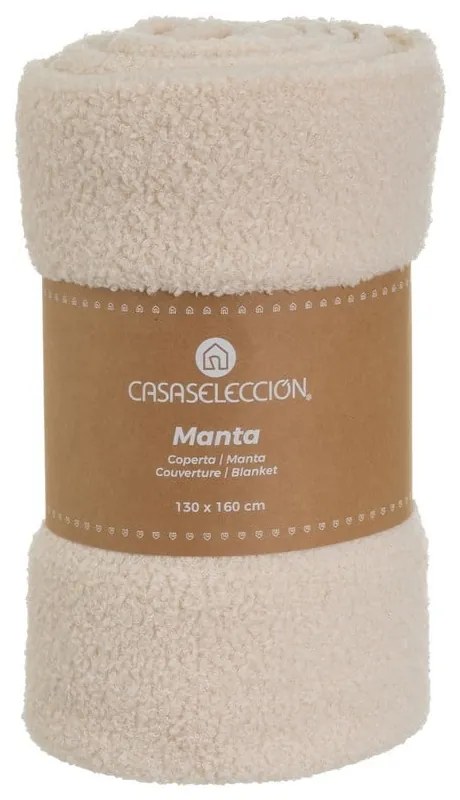 Pătură bej din material bouclé 160x130 cm Sherpa – Casa Selección