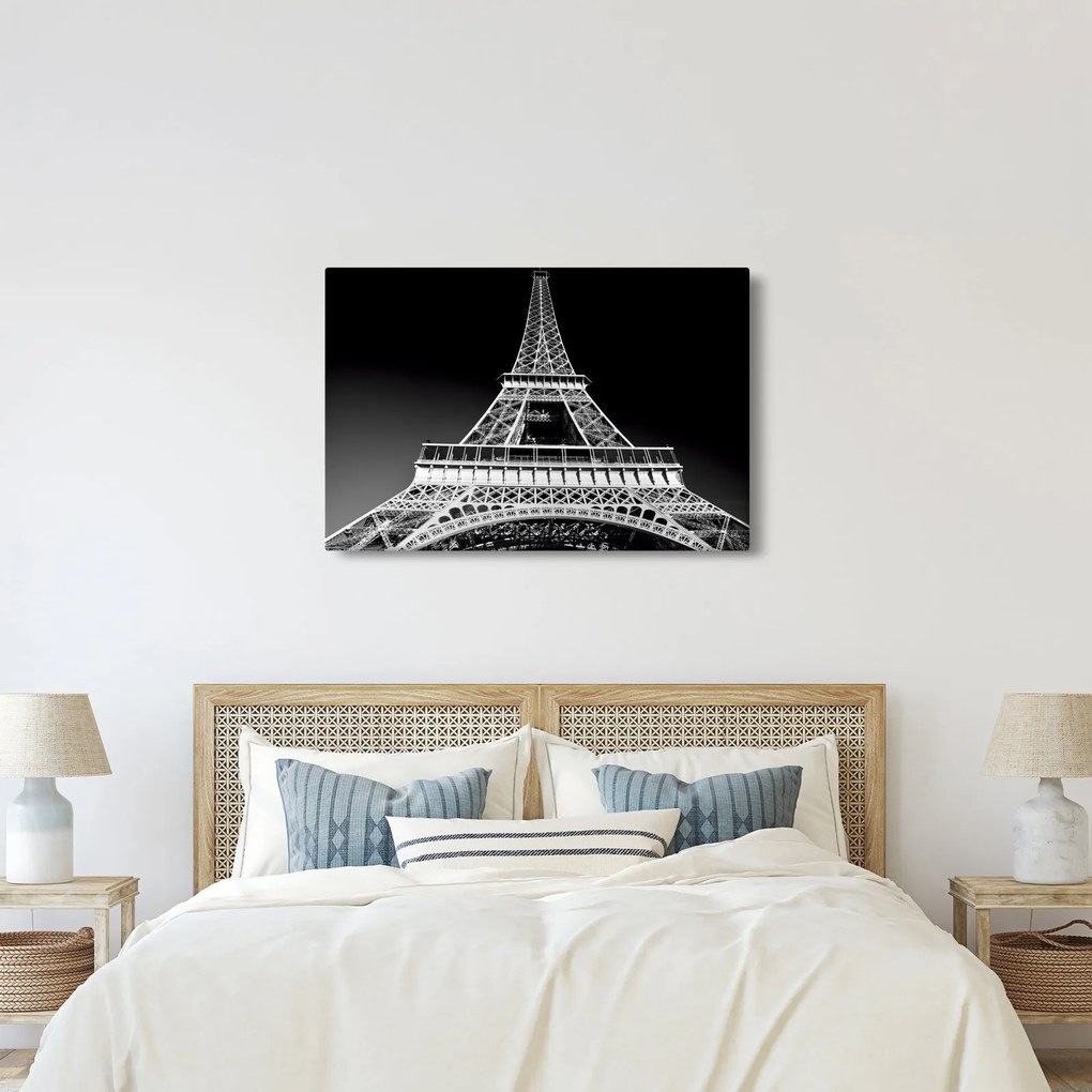 Tablou - Turnul Eiffel, alb-negru (90x60 cm)