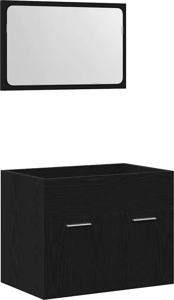 vidaXL Set de mobilier de baie din 2 piese din lemn de stejar negru