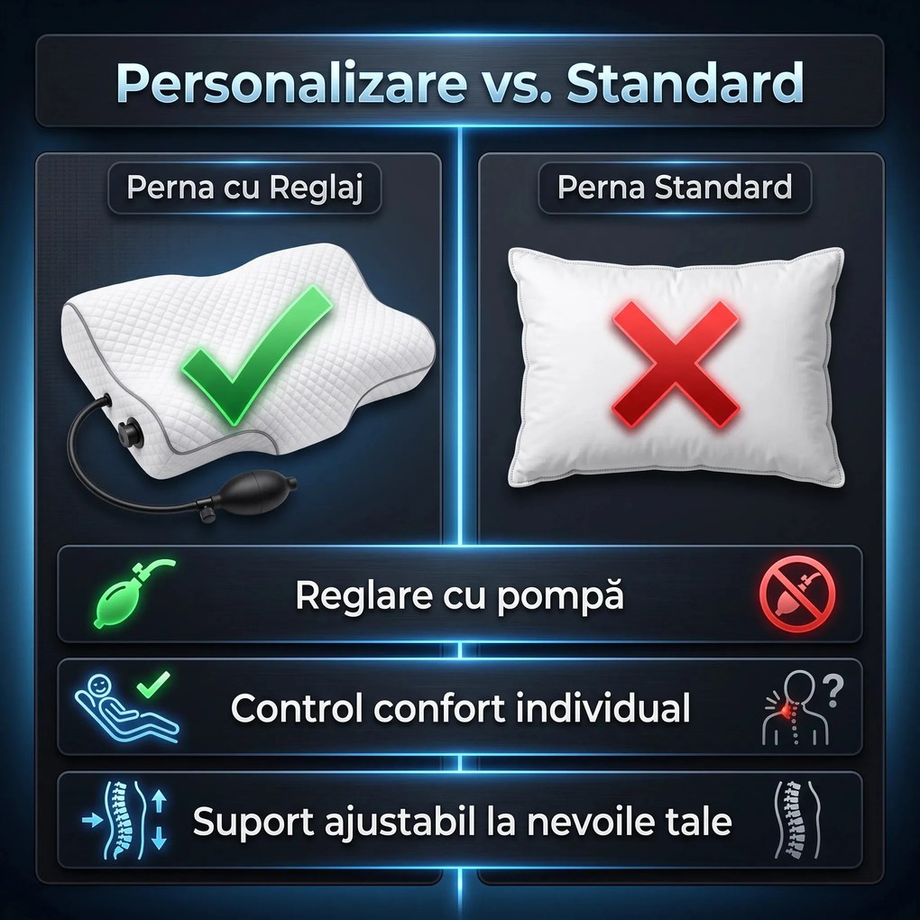 Perna cervicala ortopedica CERVI-SAN Ortho, inaltime reglabila, memory foam, husa lavabila