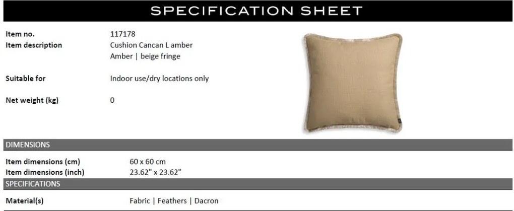 Perna design lux Cancan ambra L 60x60cm