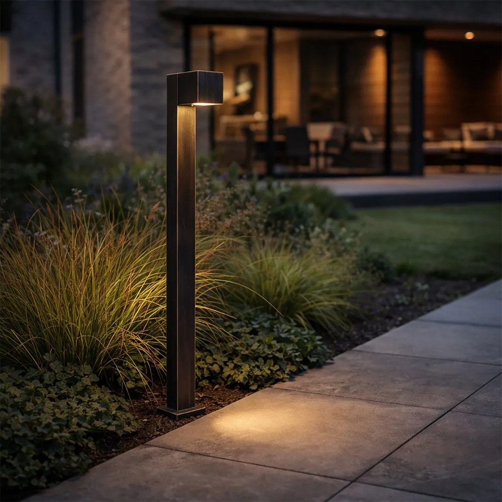 Lampă de exterior cu picior industrial auriu antic 80 cm IP44 - Baleno