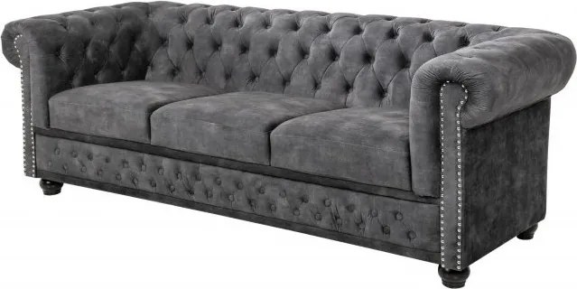 Canapea clasica stil englezesc Chesterfield 3 locuri, gri