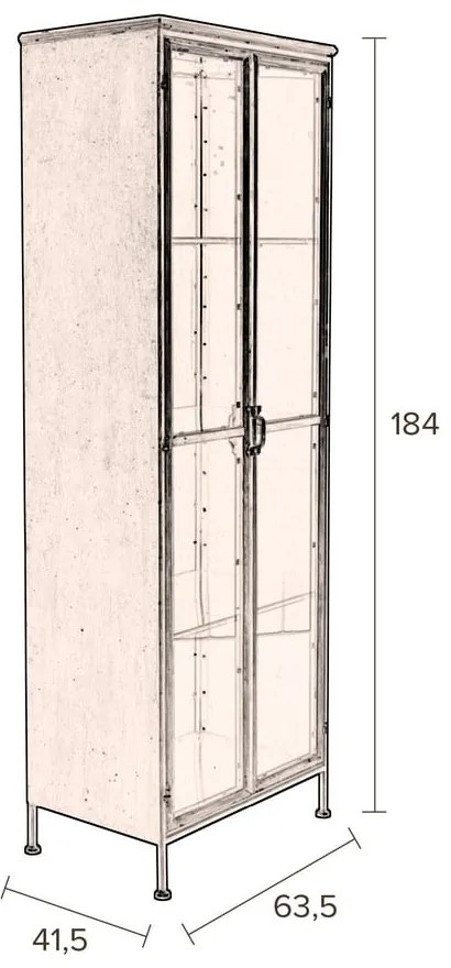 Vitrină aurie din metal 64x184 cm Gertlush – Dutchbone