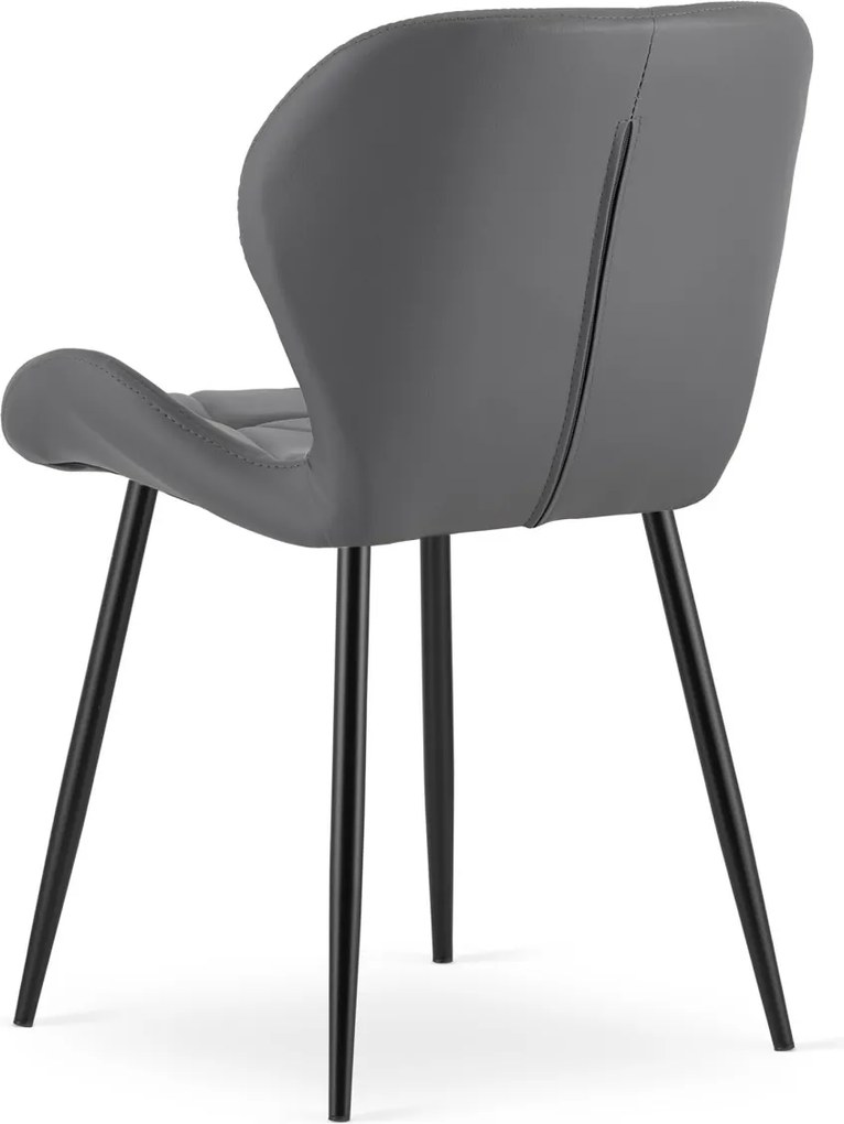OFERTA Scaun de dining MANGO din piele ecologica cu picioare negre, gri clasa a II-a