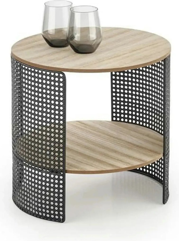 Masuta TRAFICA, stejar natural/negru, 41x41x41 cm