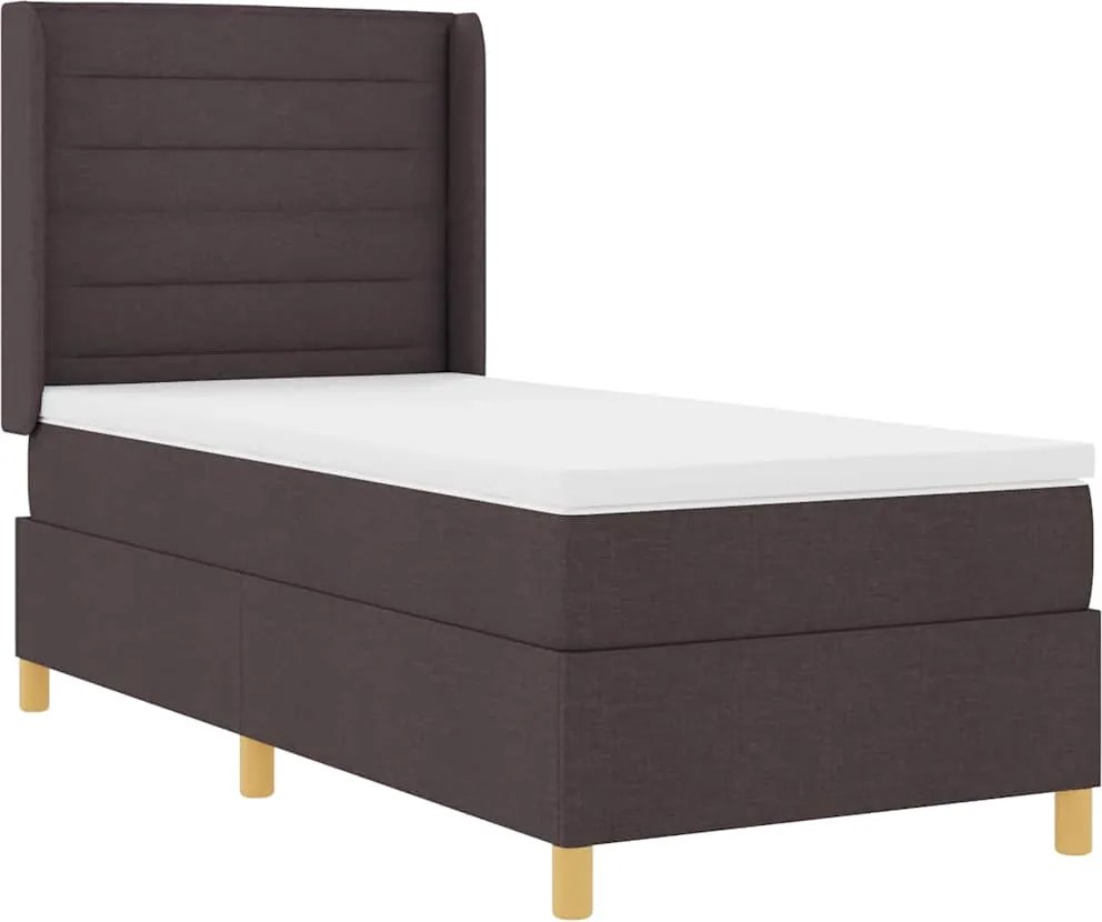 vidaXL Pat cu arcuri cu saltea cu headboard Maro 90 x 200 cm țesătură