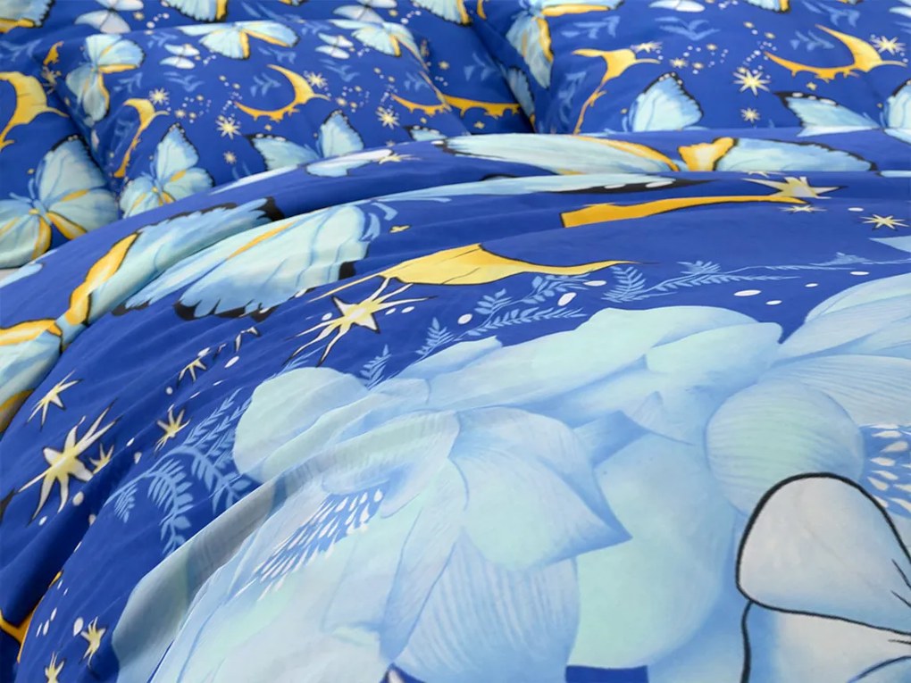 Lenjerie de pat din bumbac BLUE BUTTERFLY albastru inchis Dimensiune lenjerie de pat: 70 x 90 cm | 140 x 200 cm