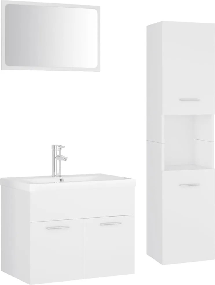 vidaXL Set mobilier de baie, alb, lemn prelucrat