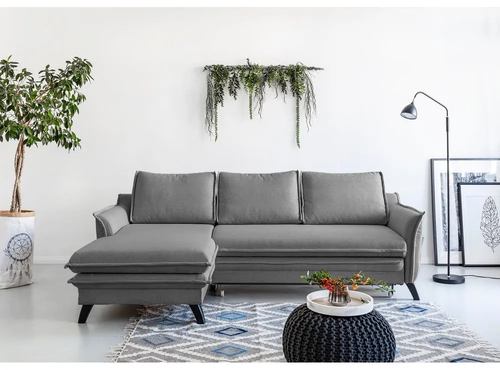 Colțar extensibil cu șezlong pe partea stângă Miuform Charming Charlie, gri închis
