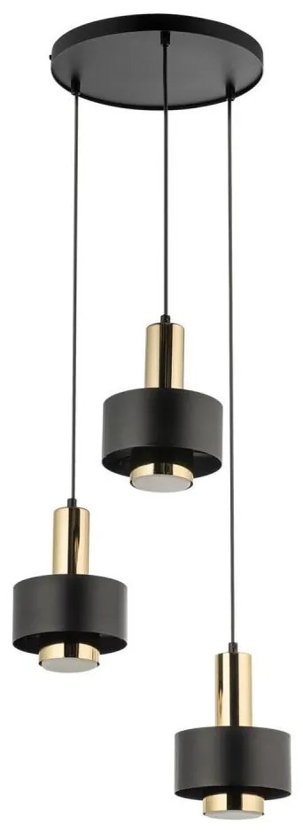 Lustră pe cablu RIF LUX 3xGX53/12W/230V d. 38 cm negru/auriu