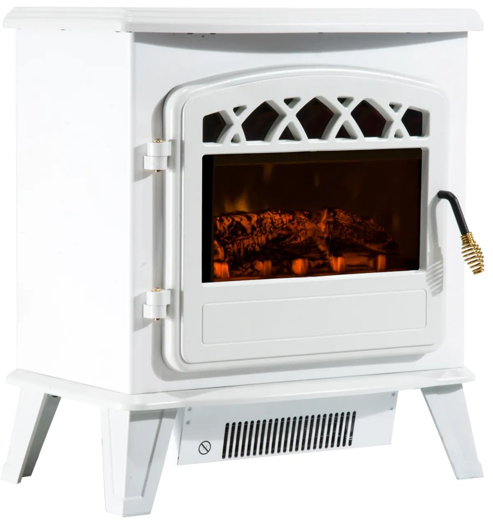 Homcom Soba Electrica de Sol cu Efect Flama Reglabila 1800W, Alb, 51x31x56cm