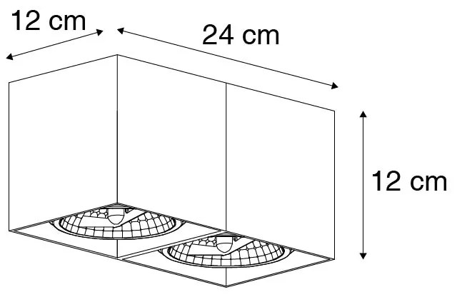 Spotlight de design negru dreptunghiular cu 2 lumini - Box