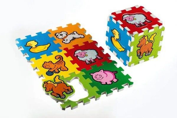 Puzzle din spumă - Primele mele animale 15x15x1,2cm, 6buc MPZ