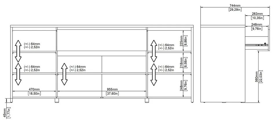 Comodă albă-în culoare naturală cu aspect de lemn de stejar 197x84x48 cm Next – Tvilum