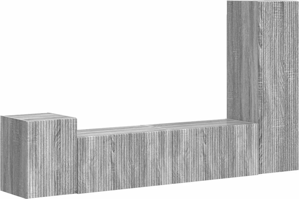 vidaXL Set comodă TV Pe perete 4 pcs Gri Sonoma Lemn compozit