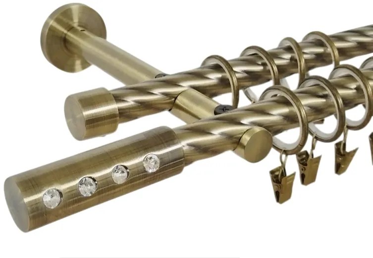 Galerie dubla twist prindere perete picior universal allure 19/19 aur antic (Alege marime: 180 cm)