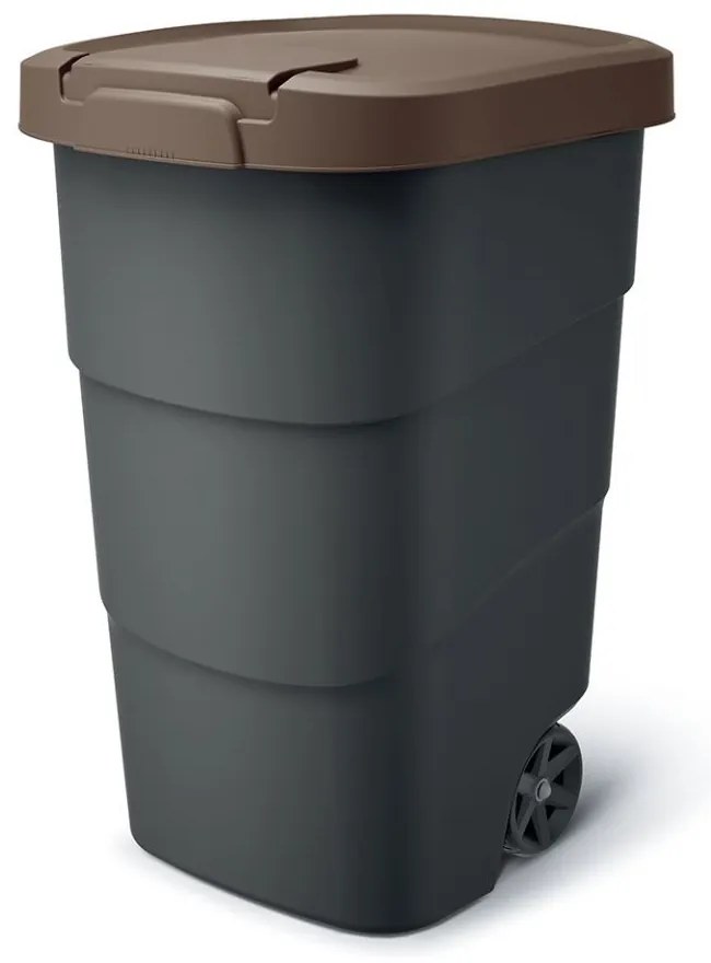 Container de gradina cu roti rezistente 90 l, maro/antracit