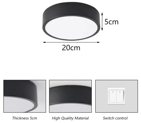 Brilagi - Plafonieră POOL LED 18W/230V 3000/4500/6000K Ø 20 cm, neagră