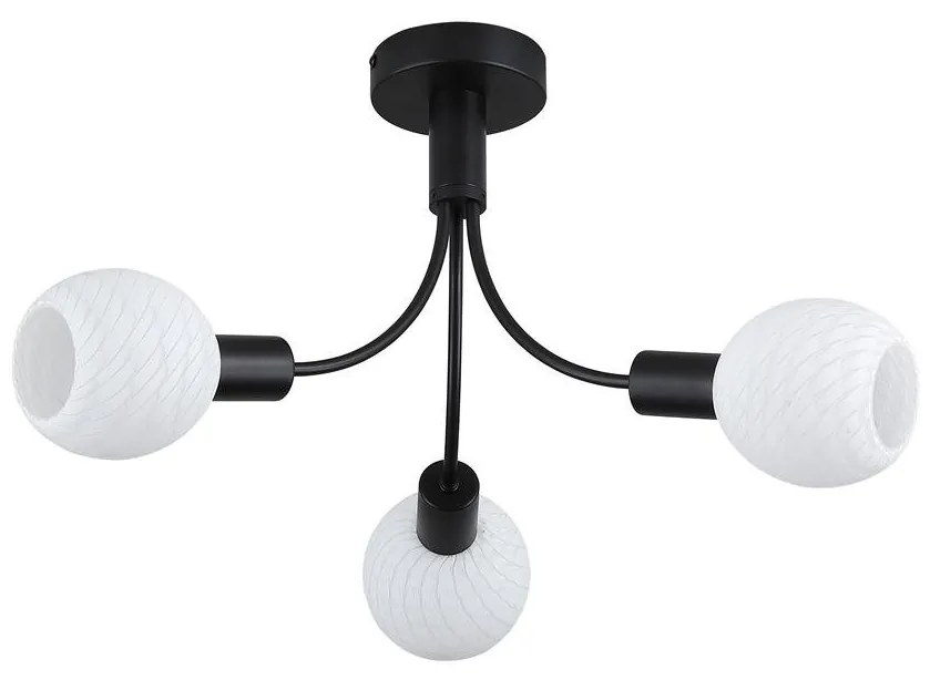 Lustra aplicata metal negru, sticla opal Nova 3L