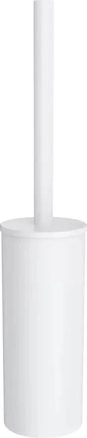 Perie WC cu suport Omnires Modern Project freestanding otel inoxidabil alb mat